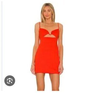 Gauge 81 Chaleg Dress Womens XL Orange Linen Slip Mini Cutout Cowl Neck Party